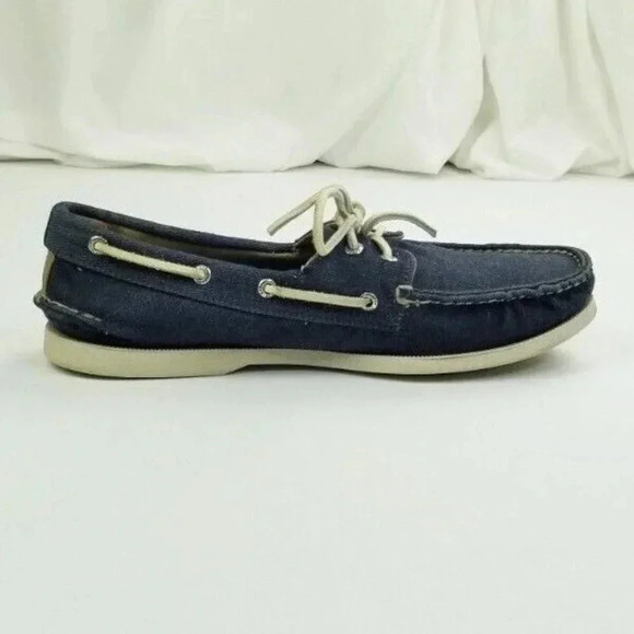 Sperry Top-Sider 11M Men's Blue Denim Sailboat & Embossed Heel Logo Boat Shoes - Picture 12 of 12